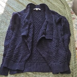 LOFT Deep Blue Textured Cardigan